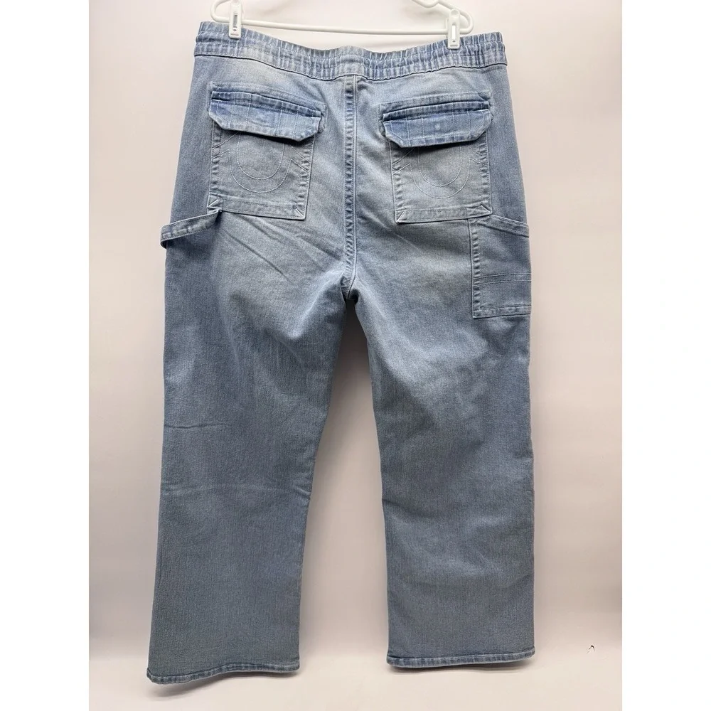 True Religion Mens 33 Vinny Ultra Baggy Y2K Skater Pants Light Blue Drawstring